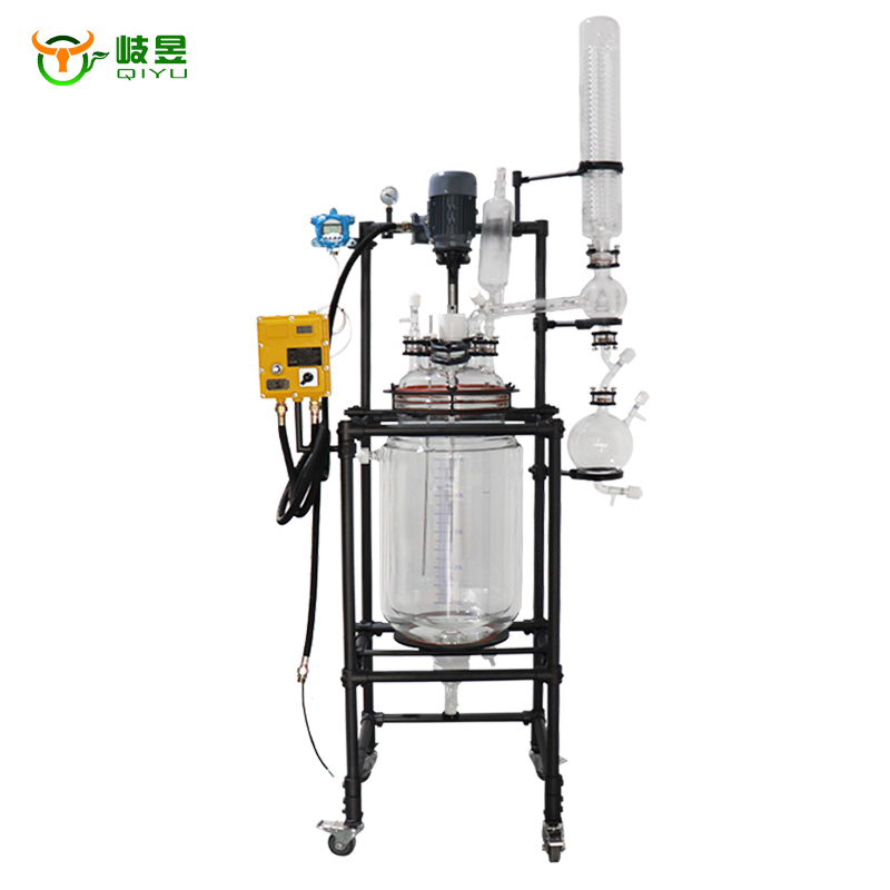 20L雙層玻璃反應釜-噴特氟龍